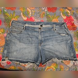 Lane Bryant Women Girlfriend Short Raw Hem size 28 stretch distressed 6” inseam